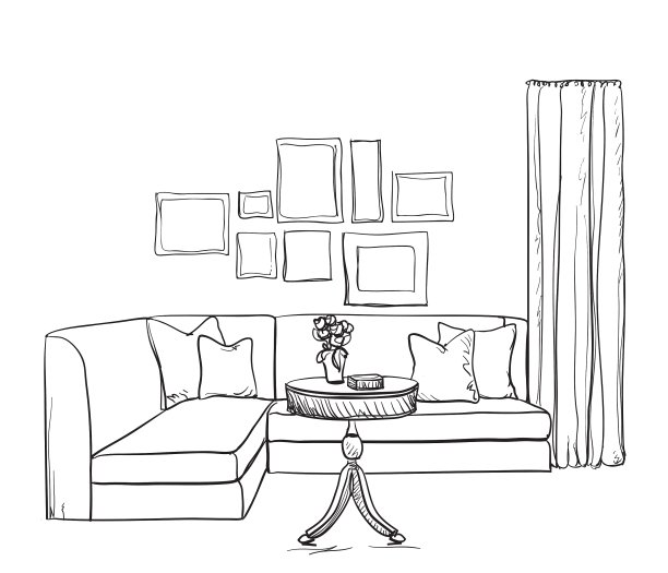 手绘室内草图图片下载