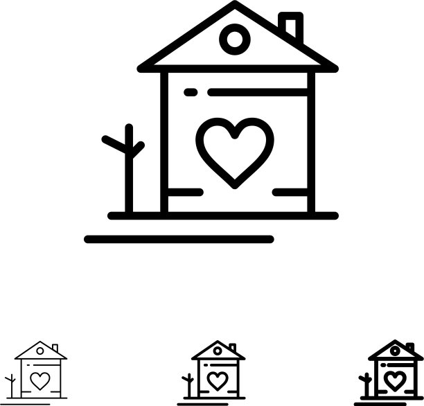 家房子家庭夫妇小屋粗细黑图片下载