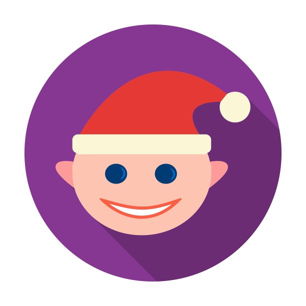 圣诞精灵图标在扁平风格孤立的白色图片下载