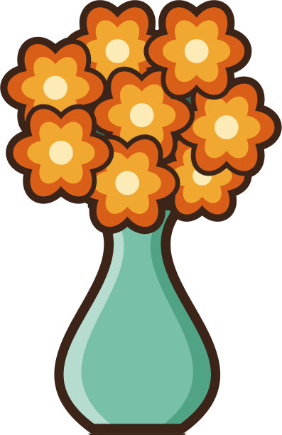 花瓶与鲜花在平面设计图片下载