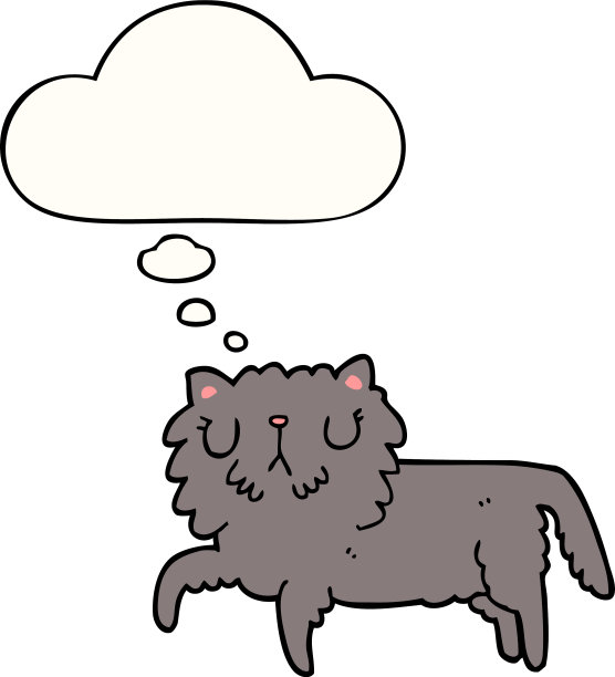 卡通猫和思想泡泡图片下载