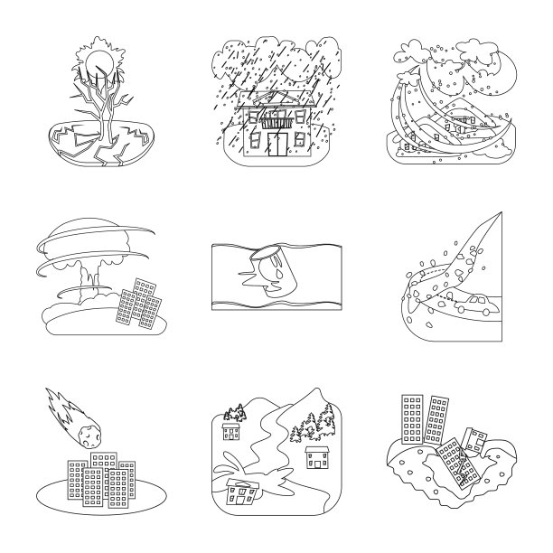 设计灾变和灾难标志集图片下载