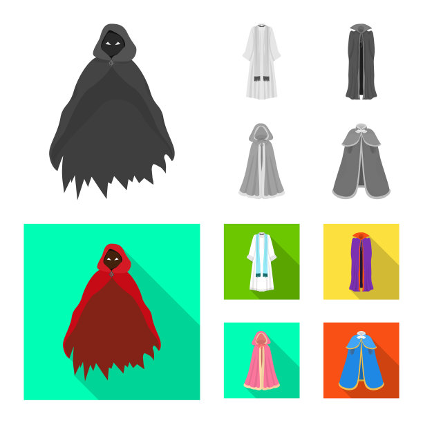 设计材料和服装图标集图片下载