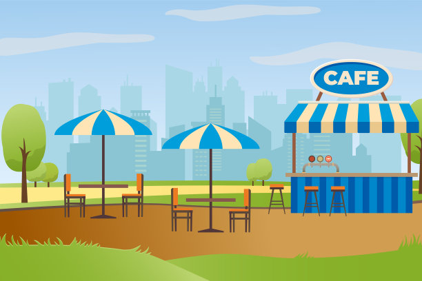 城市公园的街边餐厅或酒吧图片下载