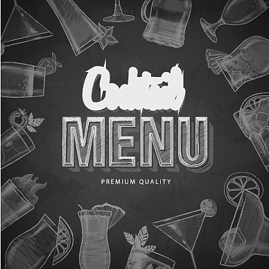 粉笔画排版鸡尾酒菜单设计图片下载