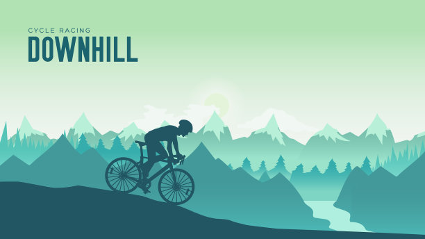 剪影杨男子骑着山地车图片下载