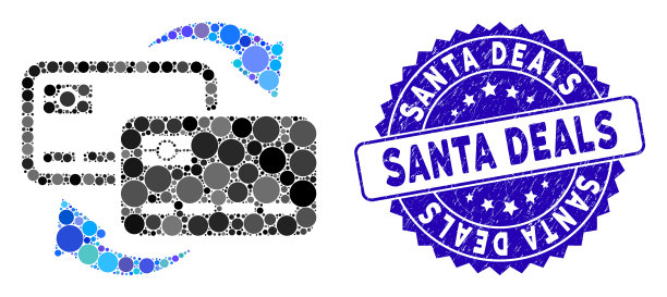 马赛克银行卡交换图标与纹理圣诞老人图片下载