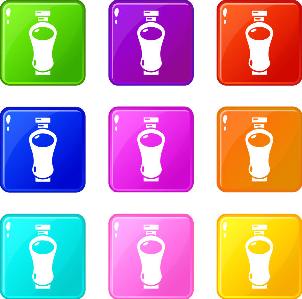 香水瓶魅力图标设置9个颜色图片下载