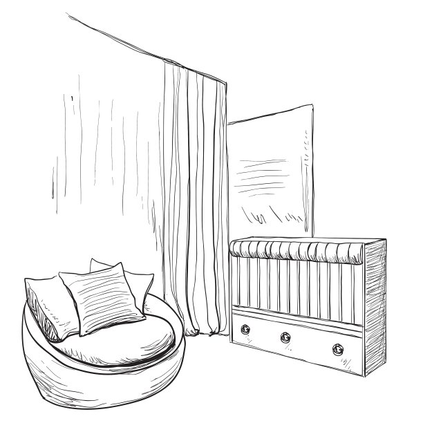 手绘儿童房家具草图图片下载