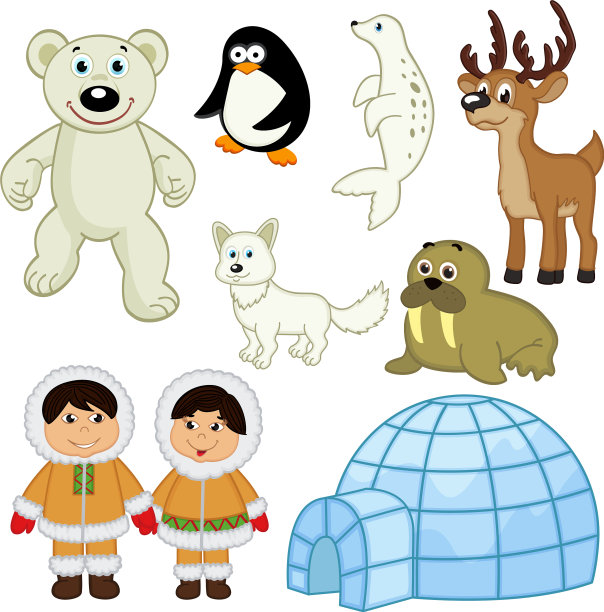 一群与世隔绝的动物和人类生活在北极图片下载