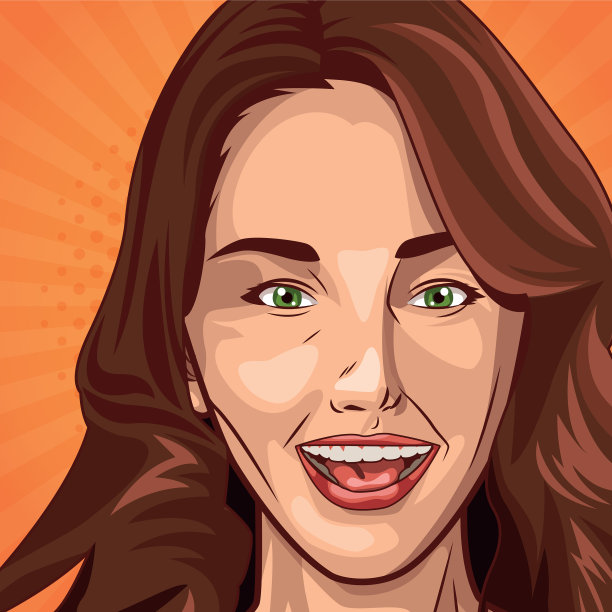 波普艺术年轻女子卡通图片下载