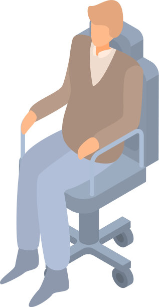 男人在老板椅子图标等距风格图片下载