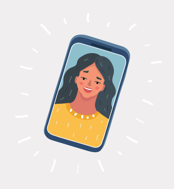 年轻的微笑女孩展示智能手机图片下载