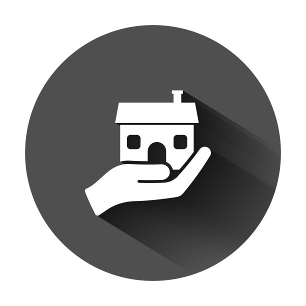 家居护理图标在平面风格手扶房子上图片下载