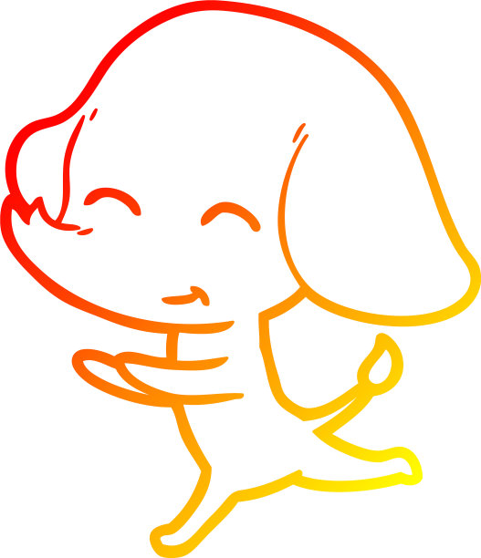 温暖的梯度线画可爱的卡通大象图片下载