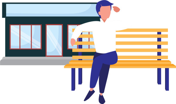 一个人坐在大楼附近的长椅上图片下载