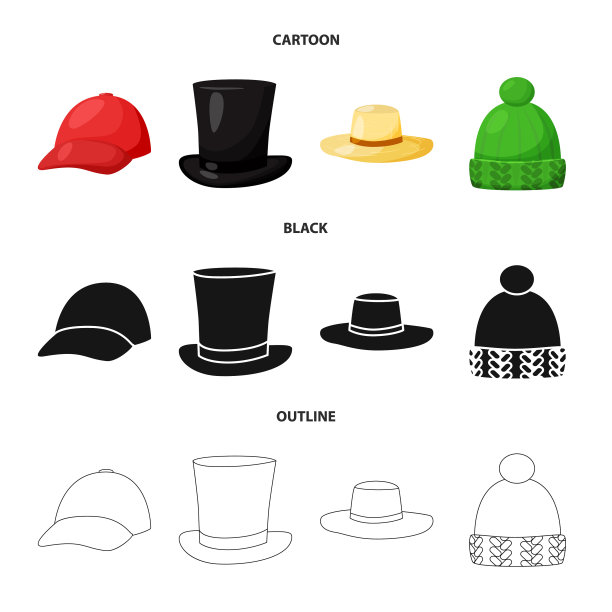 孤立对象服装和帽子的符号集图片下载