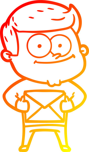 温暖的梯度线画卡通快乐的人图片下载