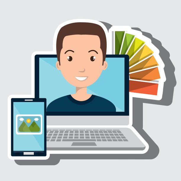 人电脑智能手机图表颜色图片下载