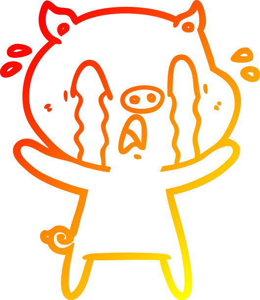 温暖的梯度线画哭泣的猪卡通图片下载