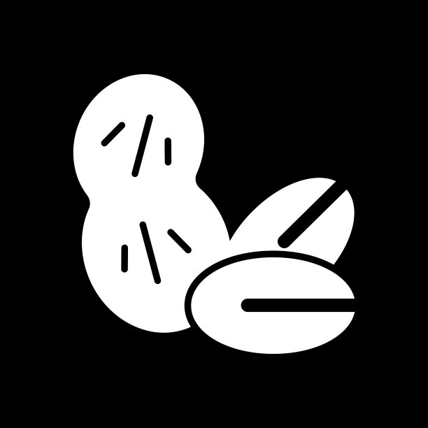 花生图标孤立在黑色背景图片下载