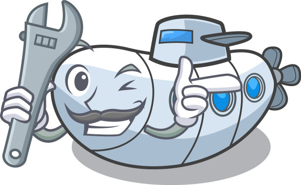 吉祥物海中的机械潜水潜艇图片下载