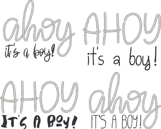 一套4绳手写字母Ahoy it A Boy图片下载