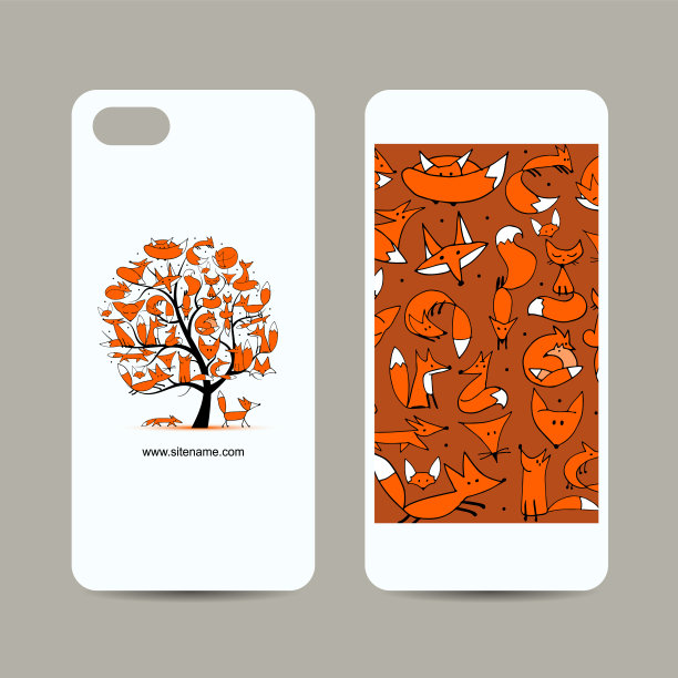 手机机壳设计狐狸树草图图片下载