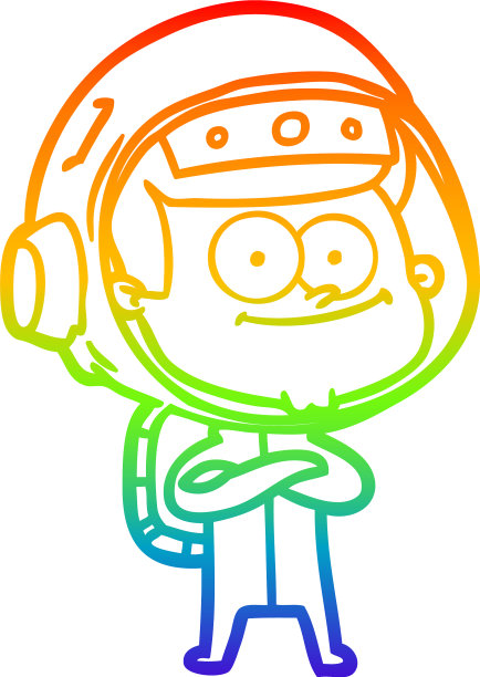 彩虹梯度线画快乐宇航员图片下载