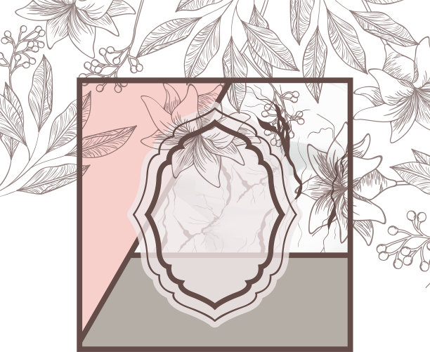 维多利亚风格的框架和花朵孤立的图标图片下载