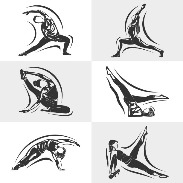 设置美丽的健身标志瑜伽标志模板图片下载