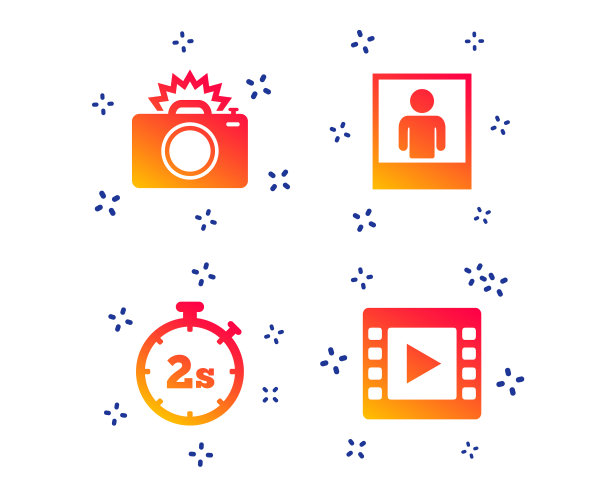 相机图标闪光灯和视频帧图片下载