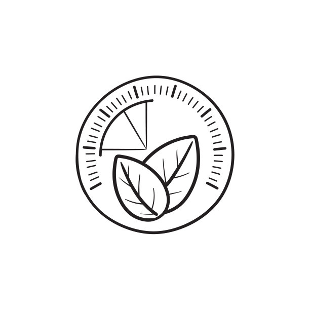 速度计与树叶手绘轮廓涂鸦图片下载