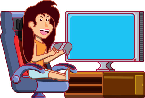 玩电子游戏的女孩图片下载