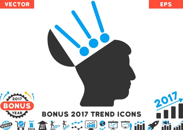 开放的思维界面平面图标与2017奖金图片下载