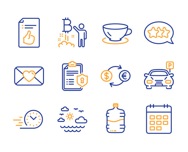 停车旅行海上和隐私政策图标集图片下载