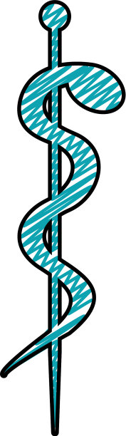 彩色铅笔画健康标志与蛇图片下载