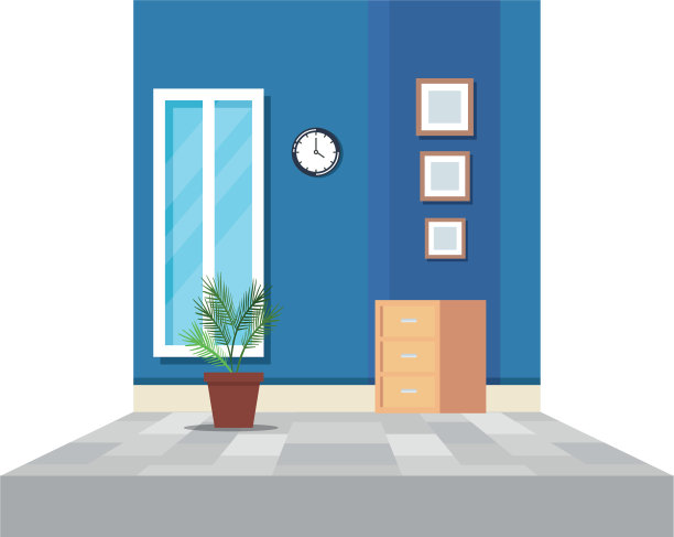 有室内植物和抽屉的办公室走廊图片下载