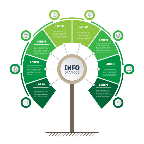 垂直绿色时间线信息图树的图片下载