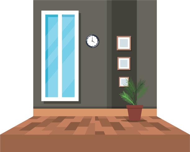 带室内植物的办公室走廊图片下载