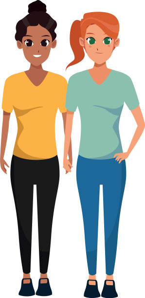 年轻女性朋友微笑的卡通图片下载