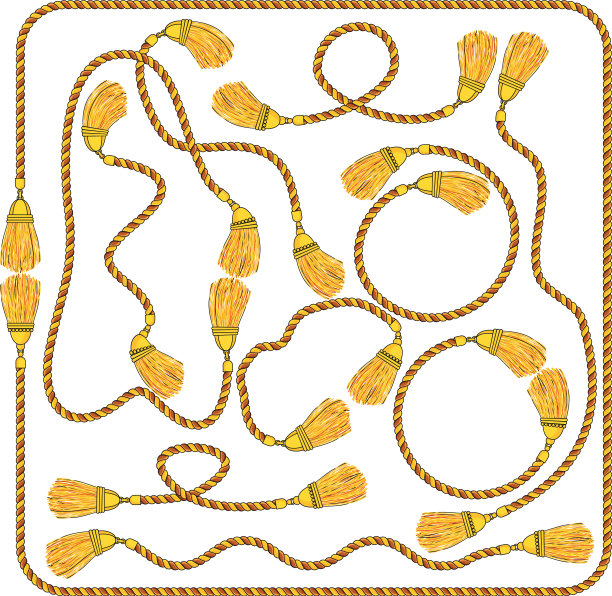 沉重的丝绸流苏与黄金配件在扭曲图片下载