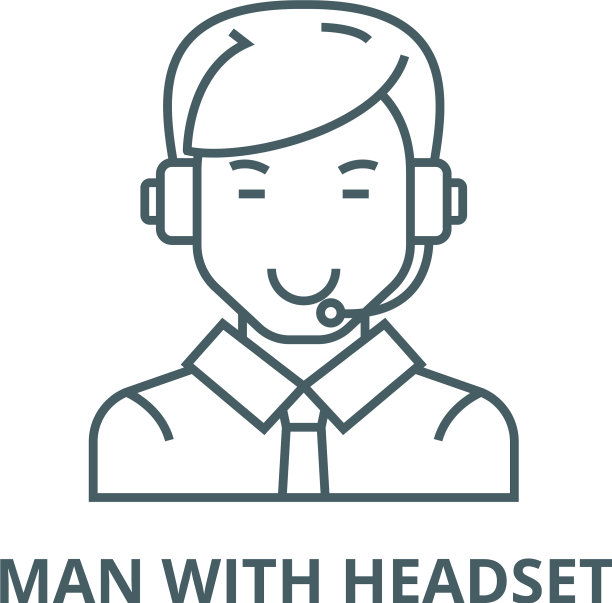 人与耳机线图标线性概念图片下载