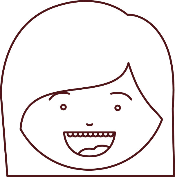 棕色轮廓的女孩脸上带着长长的微笑图片下载