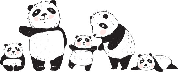熊猫的大家庭，父母和孩子图片下载