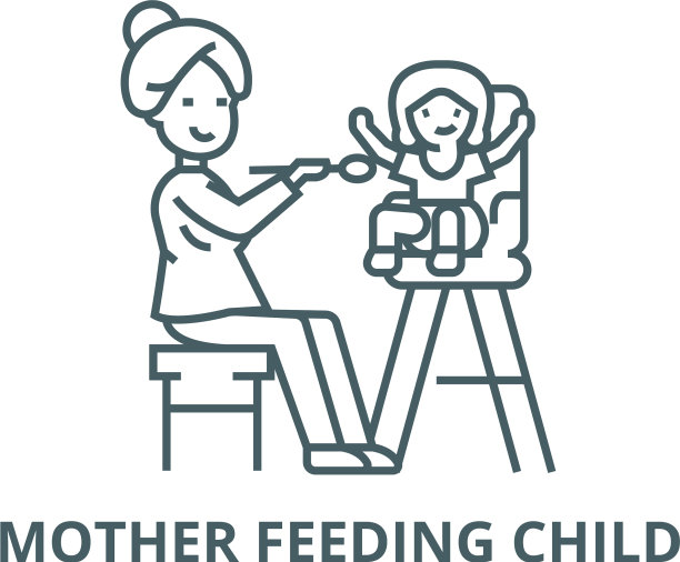 母子喂养线图标线形图片下载
