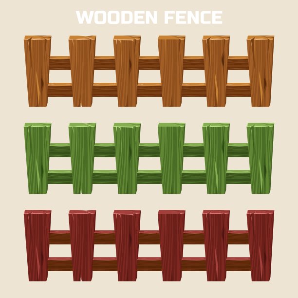 卡通彩色木栅栏图片下载