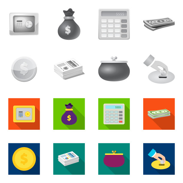 孤立的银行和货币符号收集对象图片下载