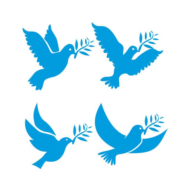 设置飞鸟标志孤立在白色上图片下载