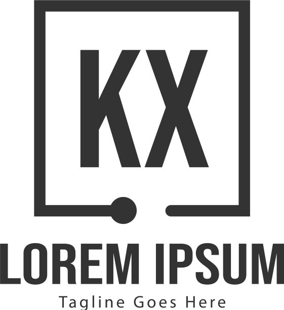 带有现代框架的KX首字母标志模板图片下载